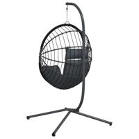 Hangstoel met standaard rattan en staal antracietkleurig - thumbnail