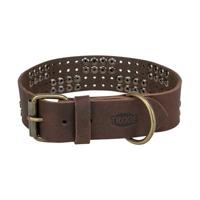 Trixie halsband hond rivet rustic vetleer donkerbruin - thumbnail