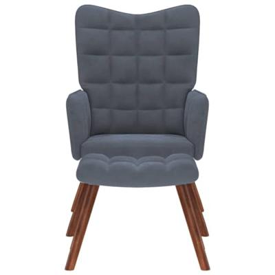 Relaxstoel met voetenbank fluweel donkergrijs