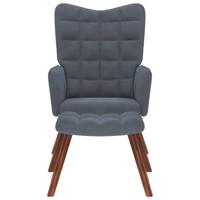 Relaxstoel met voetenbank fluweel donkergrijs - thumbnail