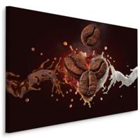 Schilderij - Koffie met melk, Bruin, zwart, wit, Premium Print - thumbnail