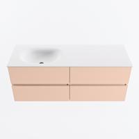 MONDIAZ VICA 130cm badmeubel onderkast Rosee 4 lades. Wastafel MOON links zonder kraangat, kleur Talc. - thumbnail