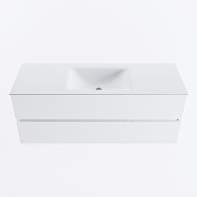 MONDIAZ VICA 130cm badmeubel onderkast Talc 2 lades. Wastafel CLOUD midden 1 kraangat, kleur Talc.