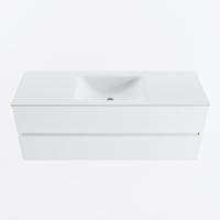 MONDIAZ VICA 130cm badmeubel onderkast Talc 2 lades. Wastafel CLOUD midden 1 kraangat, kleur Talc. - thumbnail