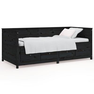 Slaapbank 75x190 cm massief grenenhout zwart Slaapbank 75x190 cm massief grenenhout zwart