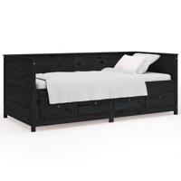 Slaapbank 75x190 cm massief grenenhout zwart - thumbnail