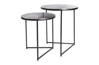 Ronde set van 2 bijzettafels ELEMENTS 40cm zilver antiek krokodillenmotief handgemaakt - 43494 - thumbnail