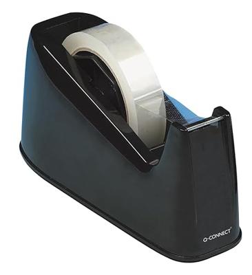 Q-CONNECT plakbandafroller, voor rollen van 25 x 33 m of 25 x 66 m, zwart