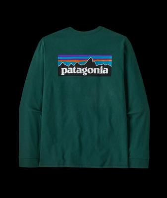 Patagonia Long-Sleeved P-6 Logo Responsibili-Tee Shirt Heren Cascade Green L