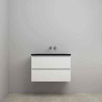 On-Line Onderkast - 80 cm - Voorgemonteerd - Ladestructuur - Acryl Wastafel - zonder Kraangat - Hoogglans Wit