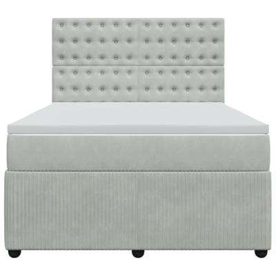 Boxspring met matras fluweel lichtgrijs 140x200 cm