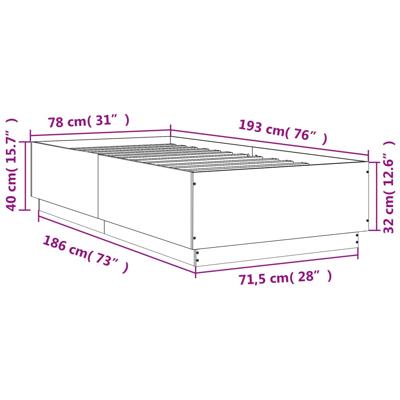 Bedframe bewerkt hout sonoma eikenkleurig 90x190 cm - thumbnail