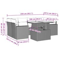 7-delige Loungeset met kussens poly rattan grijs - thumbnail