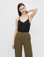 Dames hemd - spaghetti bandjes - Irene - Katoenen onderhemd met smalle bandjes - Wit - Zwart - thumbnail