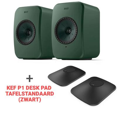 KEF Combi Deal LSX II LT - green + KEF P1 Desk pad tafelstandaard - Zwart