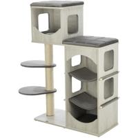 TRIXIE Adriano 44466 Speelhuis voor katten, 118 cm, grijs, krabpaal met meerdere verdiepingen, met grotten voor katten en verschillende slaapmogelijkheden, moderne kattentoren - thumbnail