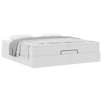Ottoman bed met matrassen 200x200cm kunstleer wit