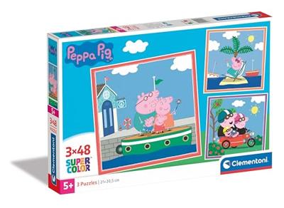 Clementoni legpuzzel super color vierkant peppa pig, 3x48st. - thumbnail
