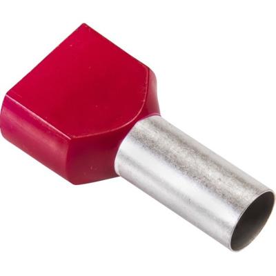 Twin Adereindhulzen 2x10 mm2 Rood 100 stuks