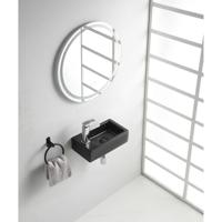 Wiesbaden Rhea M - Fontein - Links- 40x22x11cm- Keramiek - Mat Zwart - thumbnail