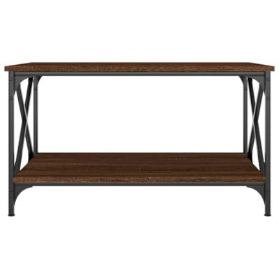 Salontafel 80x50x45 cm bewerkt hout en ijzer bruin eikenkleur