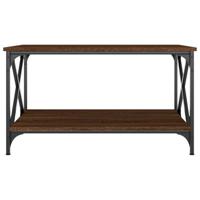 Salontafel 80x50x45 cm bewerkt hout en ijzer bruin eikenkleur - thumbnail