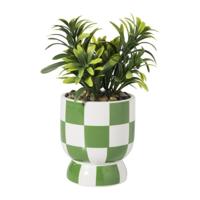 Kunstplantje geblokt - groen - ø8x17 cm - thumbnail