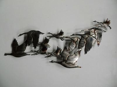 Wanddecoratie metaal eenden Wanddecoratie metaal eenden