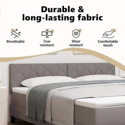 Stoffen Hoofdbord Geometrisch met hoofdeinde Taupe 180 cm Stof - thumbnail
