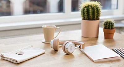 HER HF8 On Ear headset Bluetooth, Kabel Beige, Zilver Volumeregeling