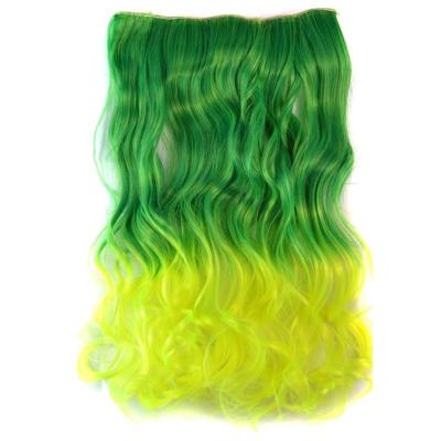 Eendelige naadloze Hair Extension stuk kleur verloop grote golf lang Curling Clip Type haarstukje