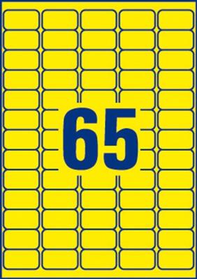 Etiket Avery L7651Y-25 38.1x21.2mm neon geel 1625 etiketten