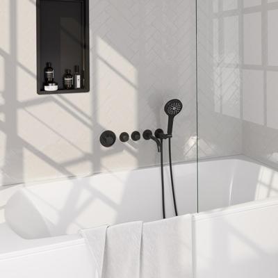 Brauer Black Edition Thermostatische Inbouw Badkraan Uitloop - 3 stand - Doucheslang - Wandaansluitbocht - Handdouche - Mat Zwart