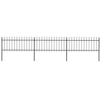 Tuinhek met speerpunt staal 537x80 cm zwart