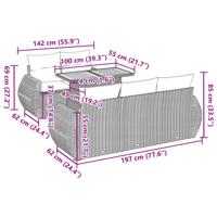 6-delige Loungeset met kussens poly rattan zwart - thumbnail