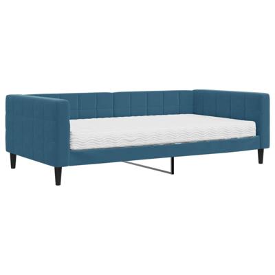 Slaapbank met matras 100x200 cm fluweel blauw