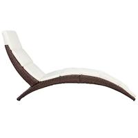 Ligbed met kussen inklapbaar poly rattan bruin - thumbnail