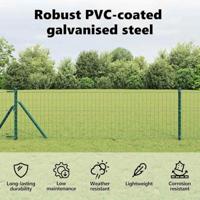 VidaXL Euro hek groen 0,8 x 10 m pvc-gecoat ijzer - thumbnail