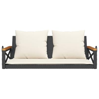 Schommelbank met kussens 109x62x40 cm poly rattan zwart