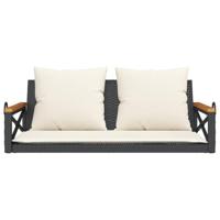 Schommelbank met kussens 109x62x40 cm poly rattan zwart - thumbnail