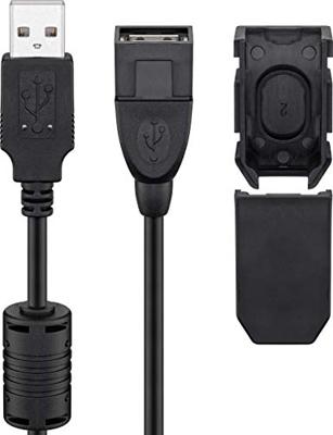 Goobay 93284 USB 2.0 Hi-Speed verlengkabel met veiligheidsclip, 2 m zwart