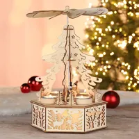 Premium Houten Kerst Piramide Met LED Kerstverlichting -  34 x Ø22,5cm - thumbnail