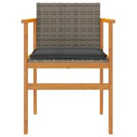 Tuinstoelen 2 st met kussens poly rattan en massief hout grijs - thumbnail