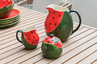 Melk- en Suikerpot Home ESPRIT Rood Groen Keramiek 11,5 x 9 x 11 cm 2 Onderdelen