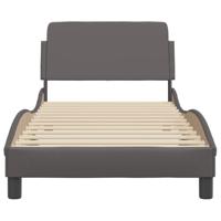 Bedframe met hoofdbord kunstleer grijs 90x190 cm - thumbnail