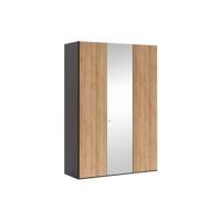Goossens Kledingkast Easy Storage Ddk, Kledingkast 153 cm breed, 220 cm hoog, 2x draaideur en 1x spiegel draaideur midden - thumbnail