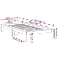 Bedframe zonder matras massief grenenhout wit 90x190 cm - thumbnail
