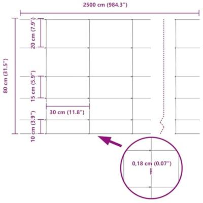VidaXL Weidehekwerk zilver 25 x 0,8 m gegalvaniseerd staal VidaXL Weidehekwerk zilver 25 x 0,8 m gegalvaniseerd staal