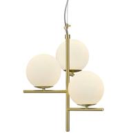 Trio HanglampPure mat messing met witte bollen - 302000308 - thumbnail