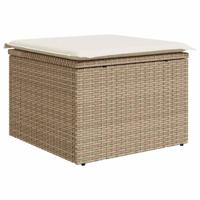 6-delige Loungeset met kussens poly rattan beige - thumbnail